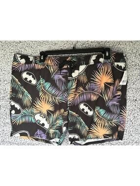 Batman Swim Trunks XXL DC Comics Tropical Print Black Board Shorts NWT